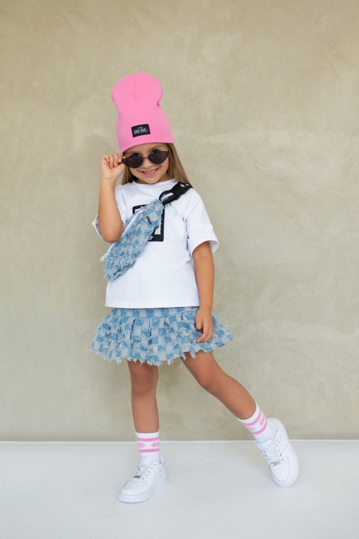 JEANSOWE SPÓDNICZKO-SPODENKI SZACHOWNICA